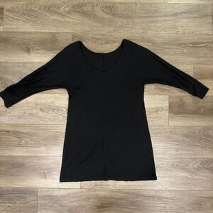 M.M.LaFleur Black Fine Ribbed Pima Cotton Modal Scoop Neck Top Tunic Size Medium